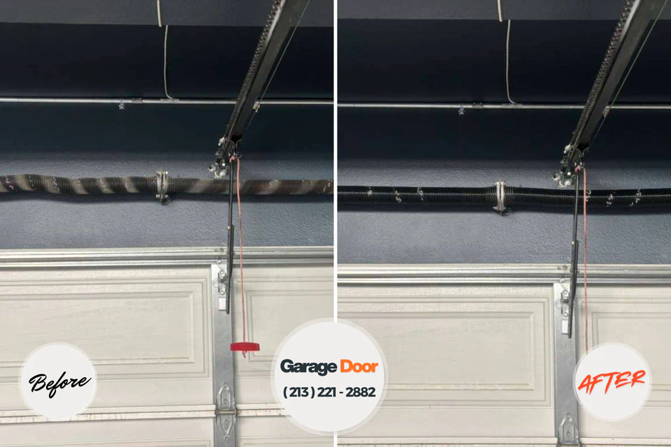 Before and after: garage door repair Lochsloy, WA